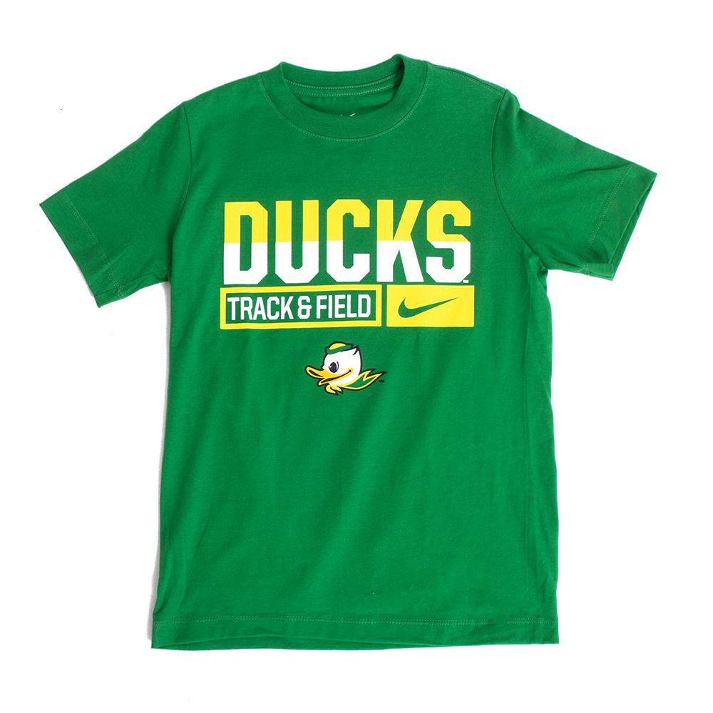Fighting Duck, Nike, Green, Crew Neck, Cotton, Kids, Youth, Track & Field, Track & Field, T-Shirt, 813474